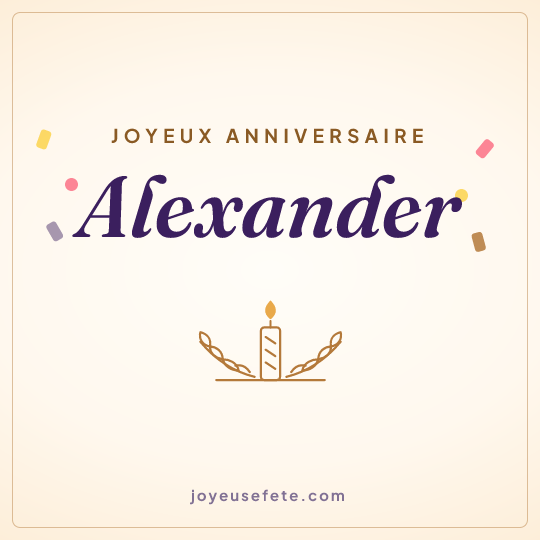 Image carrée « Joyeux anniversaire Alexander » pour WhatsApp