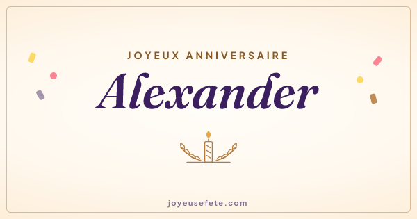 Image « Joyeux anniversaire Alexander » au format large