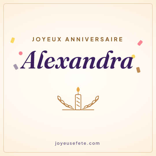 Image carrée « Joyeux anniversaire Alexandra » pour WhatsApp