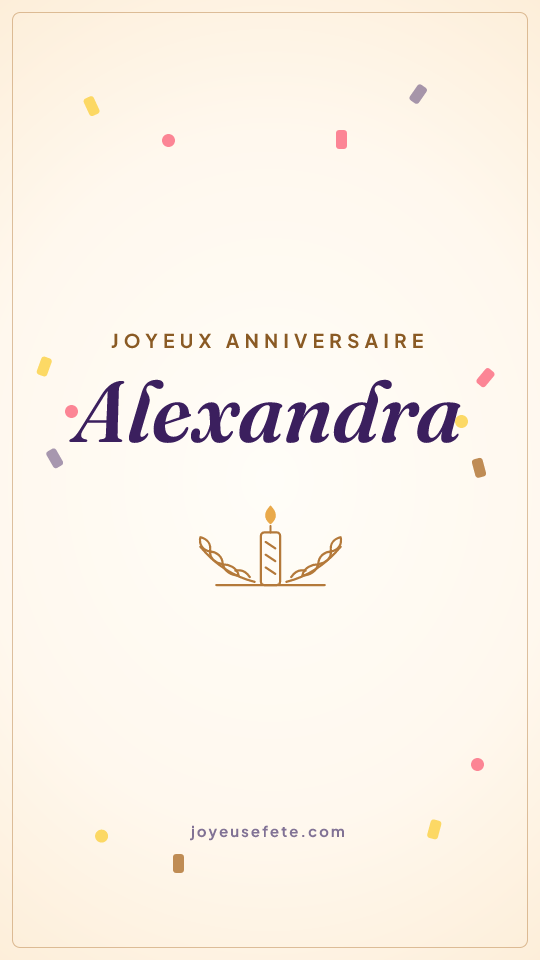 Image « Joyeux anniversaire Alexandra » au format story