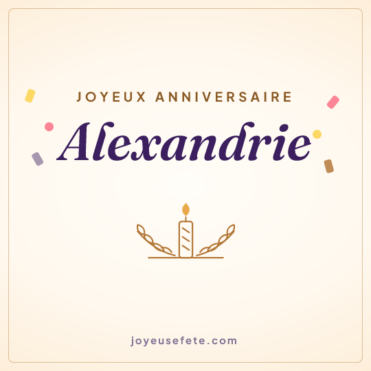 Image carrée « Joyeux anniversaire Alexandrie » pour WhatsApp