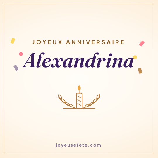 Image carrée « Joyeux anniversaire Alexandrina » pour WhatsApp