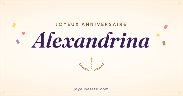 Image « Joyeux anniversaire Alexandrina » au format large