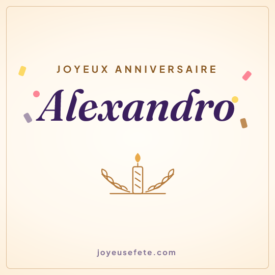 Image carrée « Joyeux anniversaire Alexandro » pour WhatsApp