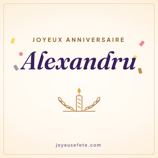 Image carrée « Joyeux anniversaire Alexandru » pour WhatsApp