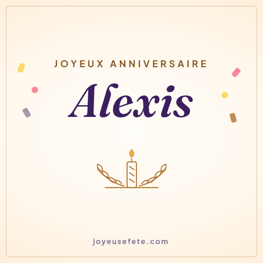 Image carrée « Joyeux anniversaire Alexis » pour WhatsApp