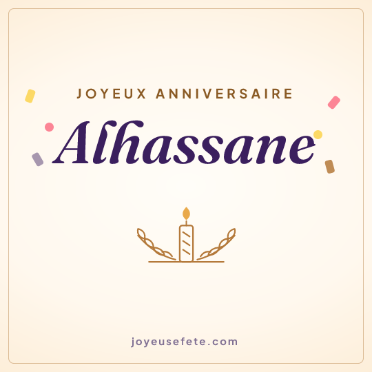 Image carrée « Joyeux anniversaire Alhassane » pour WhatsApp