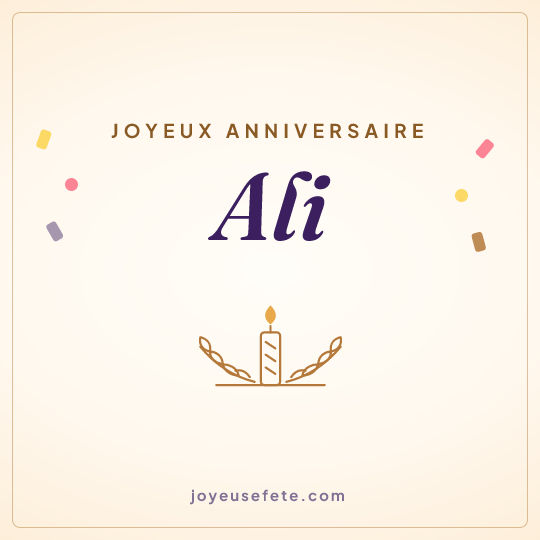Image carrée « Joyeux anniversaire Ali » pour WhatsApp