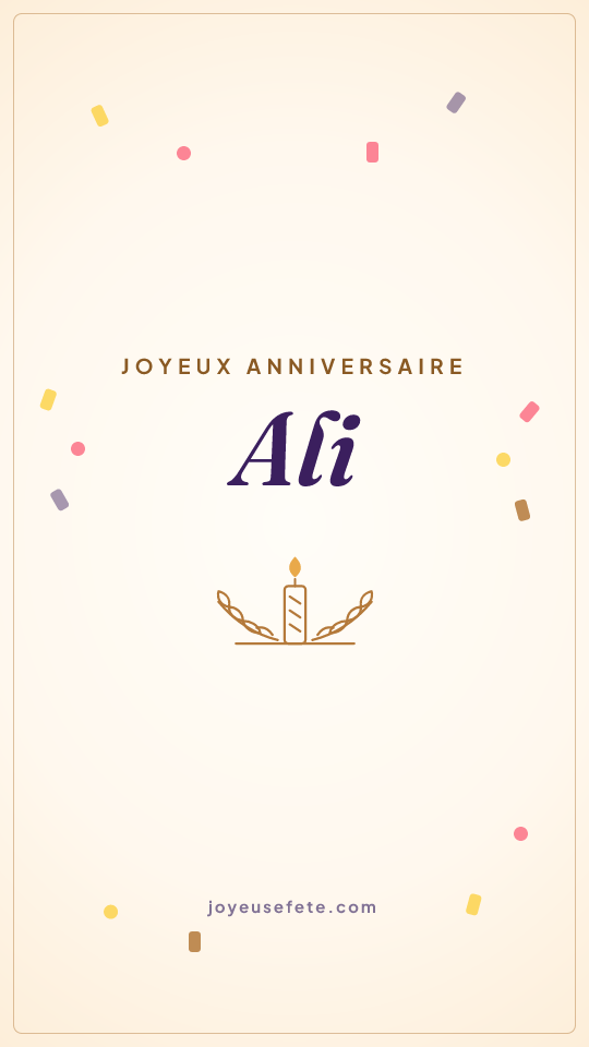 Image « Joyeux anniversaire Ali » au format story