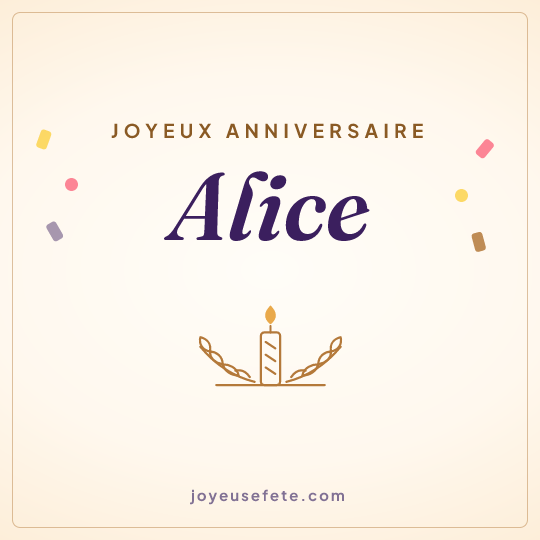 Image carrée « Joyeux anniversaire Alice » pour WhatsApp