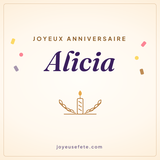 Image carrée « Joyeux anniversaire Alicia » pour WhatsApp