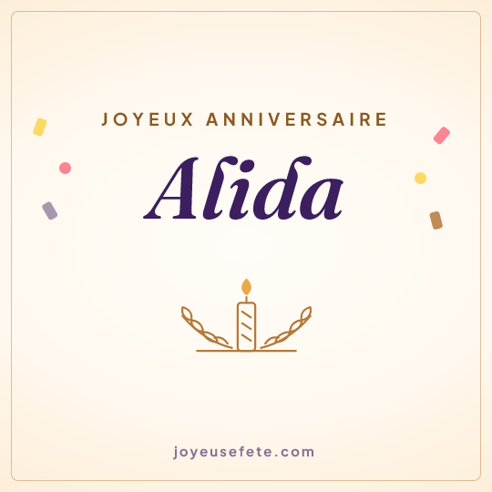 Image carrée « Joyeux anniversaire Alida » pour WhatsApp