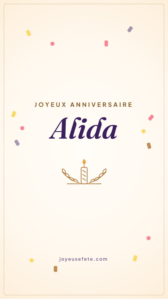 Image « Joyeux anniversaire Alida » au format story