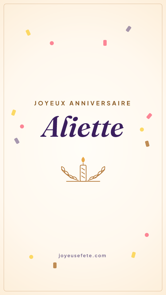 Image « Joyeux anniversaire Aliette » au format story