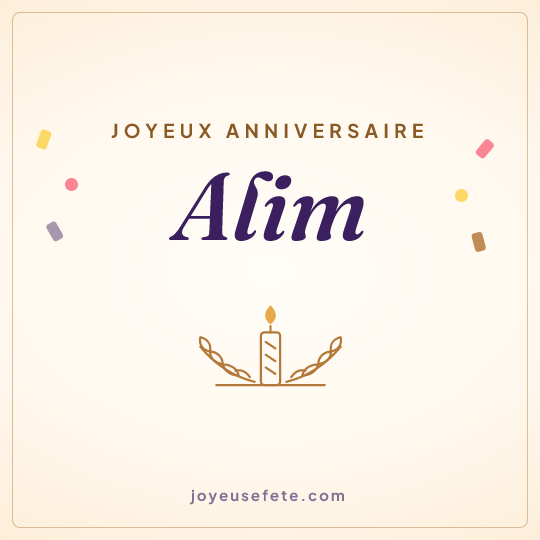 Image carrée « Joyeux anniversaire Alim » pour WhatsApp