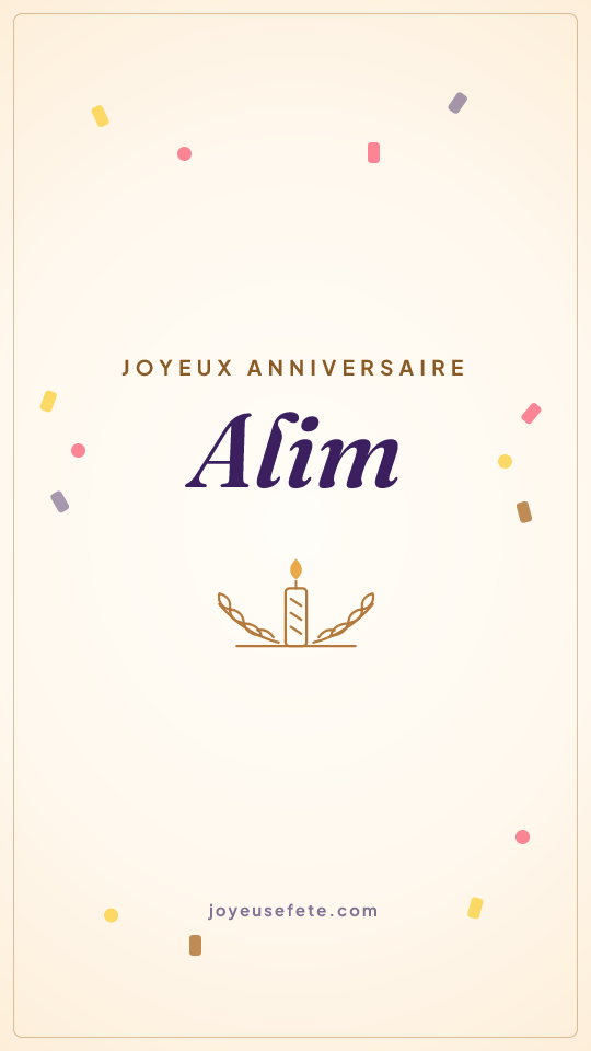 Image « Joyeux anniversaire Alim » au format story