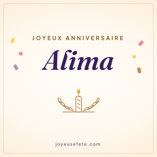 Image carrée « Joyeux anniversaire Alima » pour WhatsApp