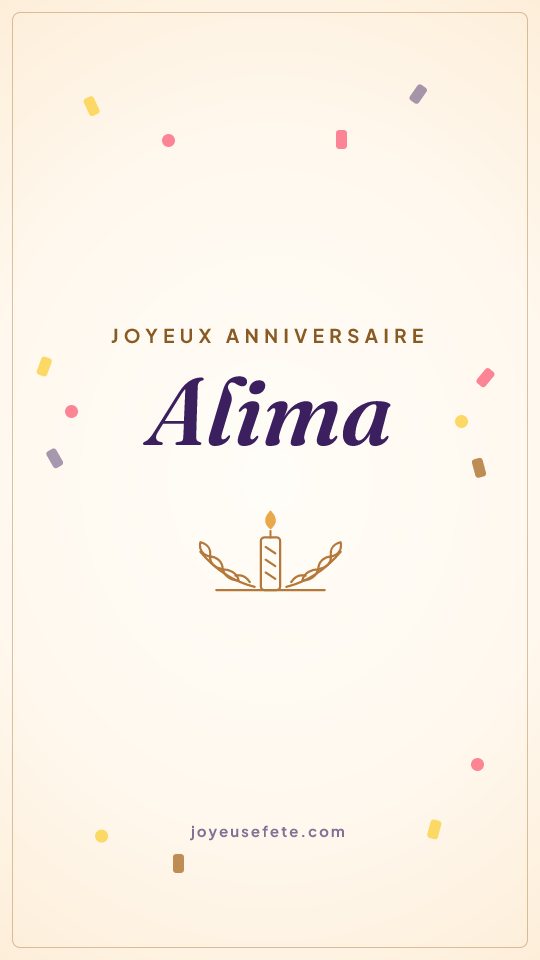 Image « Joyeux anniversaire Alima » au format story