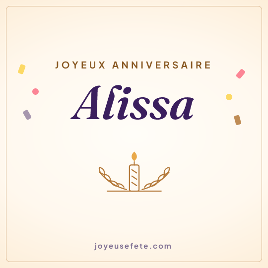 Image carrée « Joyeux anniversaire Alissa » pour WhatsApp