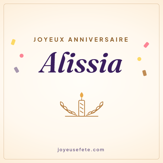 Image carrée « Joyeux anniversaire Alissia » pour WhatsApp