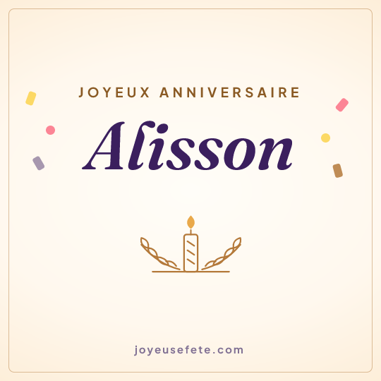 Image carrée « Joyeux anniversaire Alisson » pour WhatsApp