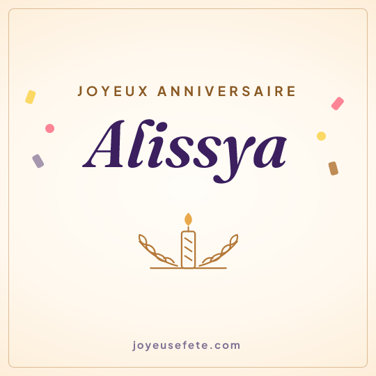 Image carrée « Joyeux anniversaire Alissya » pour WhatsApp