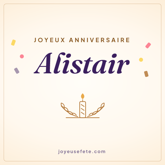 Image carrée « Joyeux anniversaire Alistair » pour WhatsApp