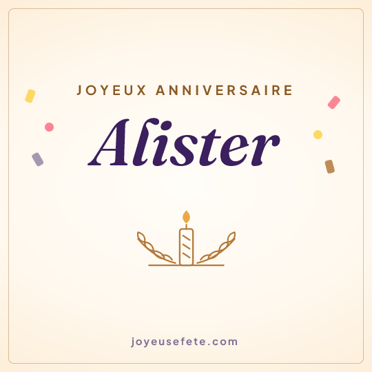 Image carrée « Joyeux anniversaire Alister » pour WhatsApp