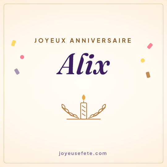 Image carrée « Joyeux anniversaire Alix » pour WhatsApp
