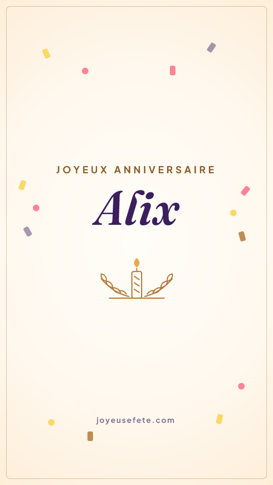Image « Joyeux anniversaire Alix » au format story