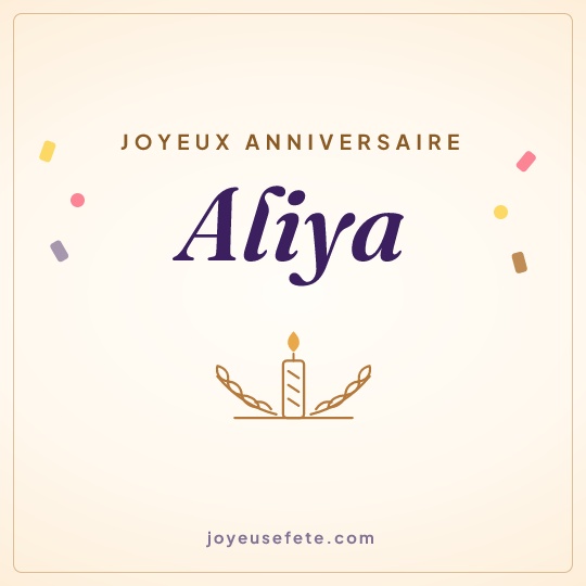 Image carrée « Joyeux anniversaire Aliya » pour WhatsApp