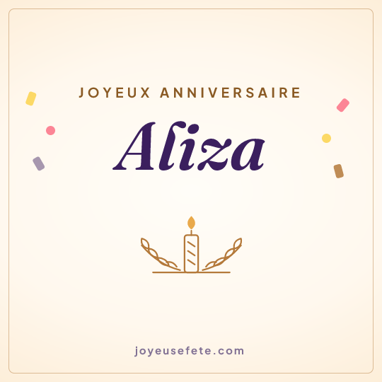 Image carrée « Joyeux anniversaire Aliza » pour WhatsApp