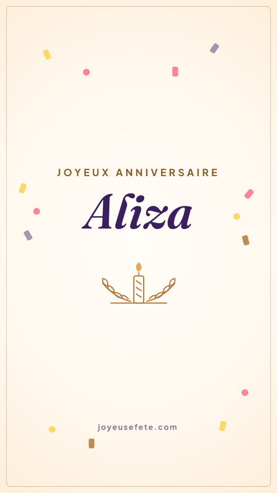 Image « Joyeux anniversaire Aliza » au format story