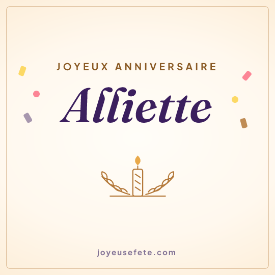 Image carrée « Joyeux anniversaire Alliette » pour WhatsApp