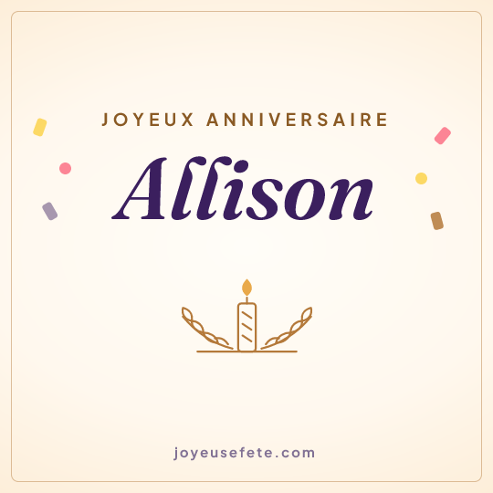 Image carrée « Joyeux anniversaire Allison » pour WhatsApp