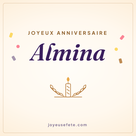 Image carrée « Joyeux anniversaire Almina » pour WhatsApp