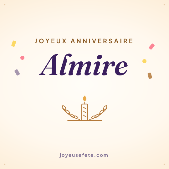 Image carrée « Joyeux anniversaire Almire » pour WhatsApp