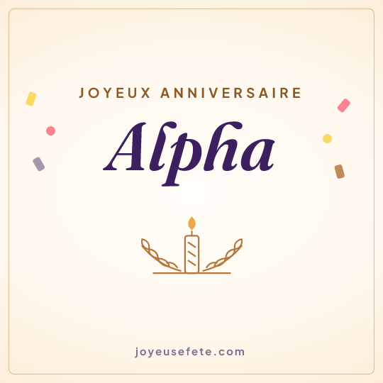 Image carrée « Joyeux anniversaire Alpha » pour WhatsApp