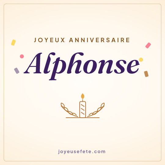 Image carrée « Joyeux anniversaire Alphonse » pour WhatsApp