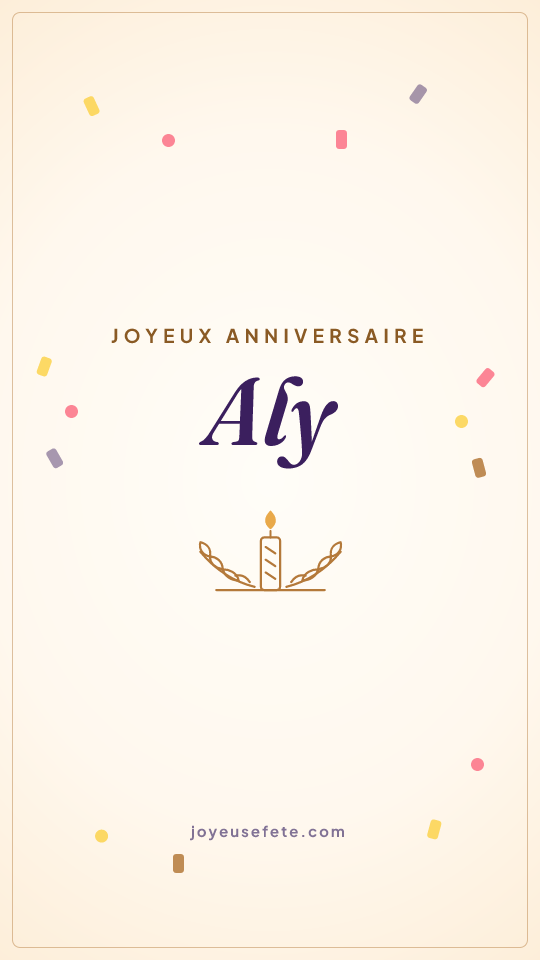 Image « Joyeux anniversaire Aly » au format story