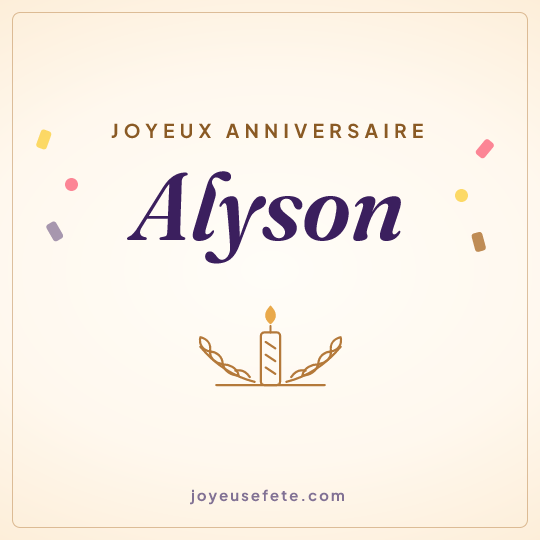 Image carrée « Joyeux anniversaire Alyson » pour WhatsApp