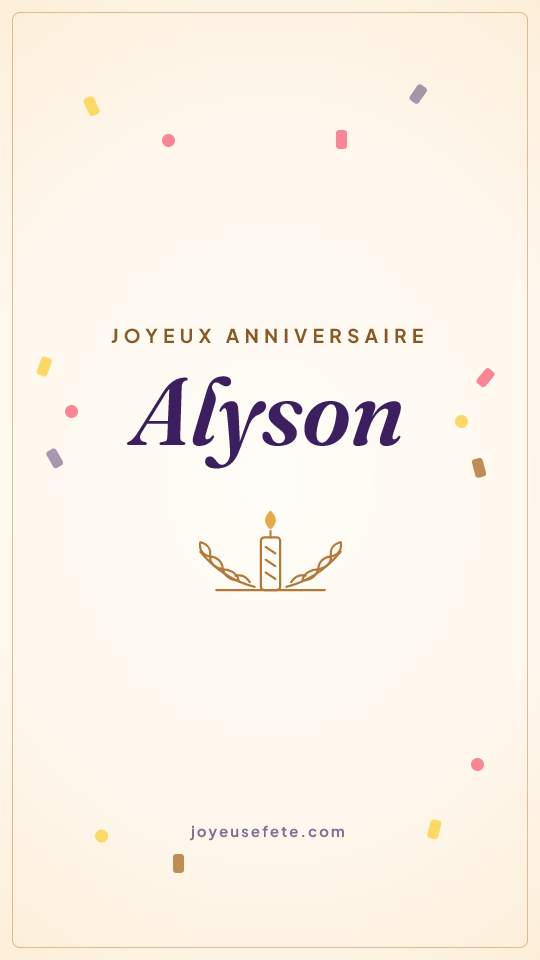 Image « Joyeux anniversaire Alyson » au format story