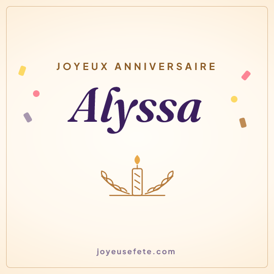 Image carrée « Joyeux anniversaire Alyssa » pour WhatsApp
