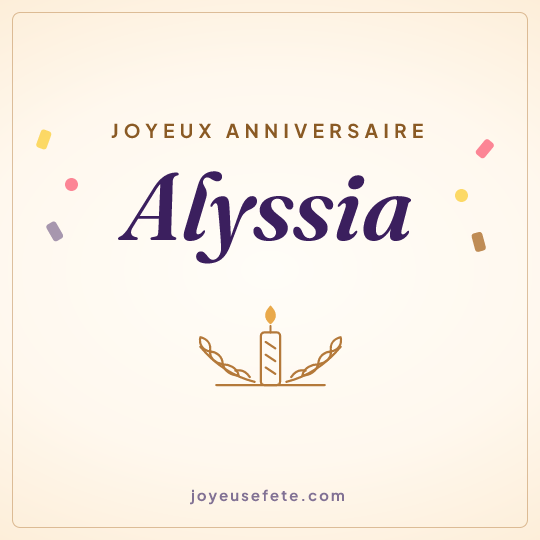 Image carrée « Joyeux anniversaire Alyssia » pour WhatsApp