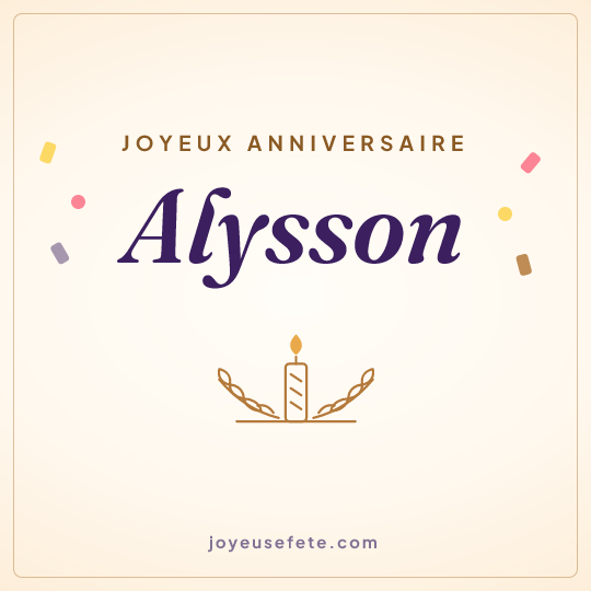 Image carrée « Joyeux anniversaire Alysson » pour WhatsApp