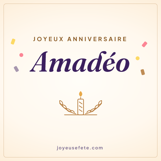 Image carrée « Joyeux anniversaire Amadéo » pour WhatsApp