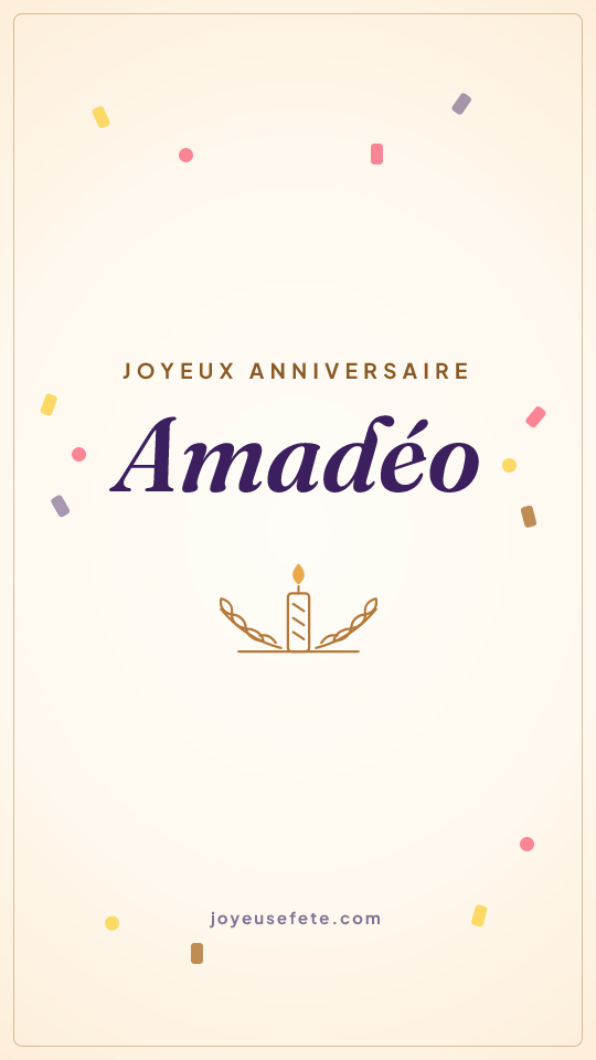 Image « Joyeux anniversaire Amadéo » au format story