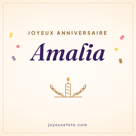 Image carrée « Joyeux anniversaire Amalia » pour WhatsApp
