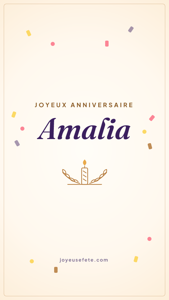 Image « Joyeux anniversaire Amalia » au format story