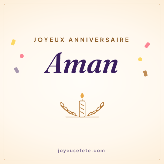 Image carrée « Joyeux anniversaire Aman » pour WhatsApp